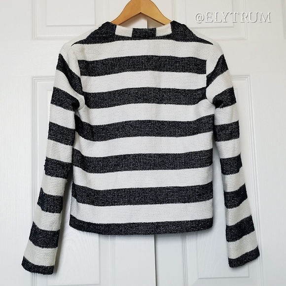 Splendid knit navy and white boxy stripe jacket - Picture 4 of 5